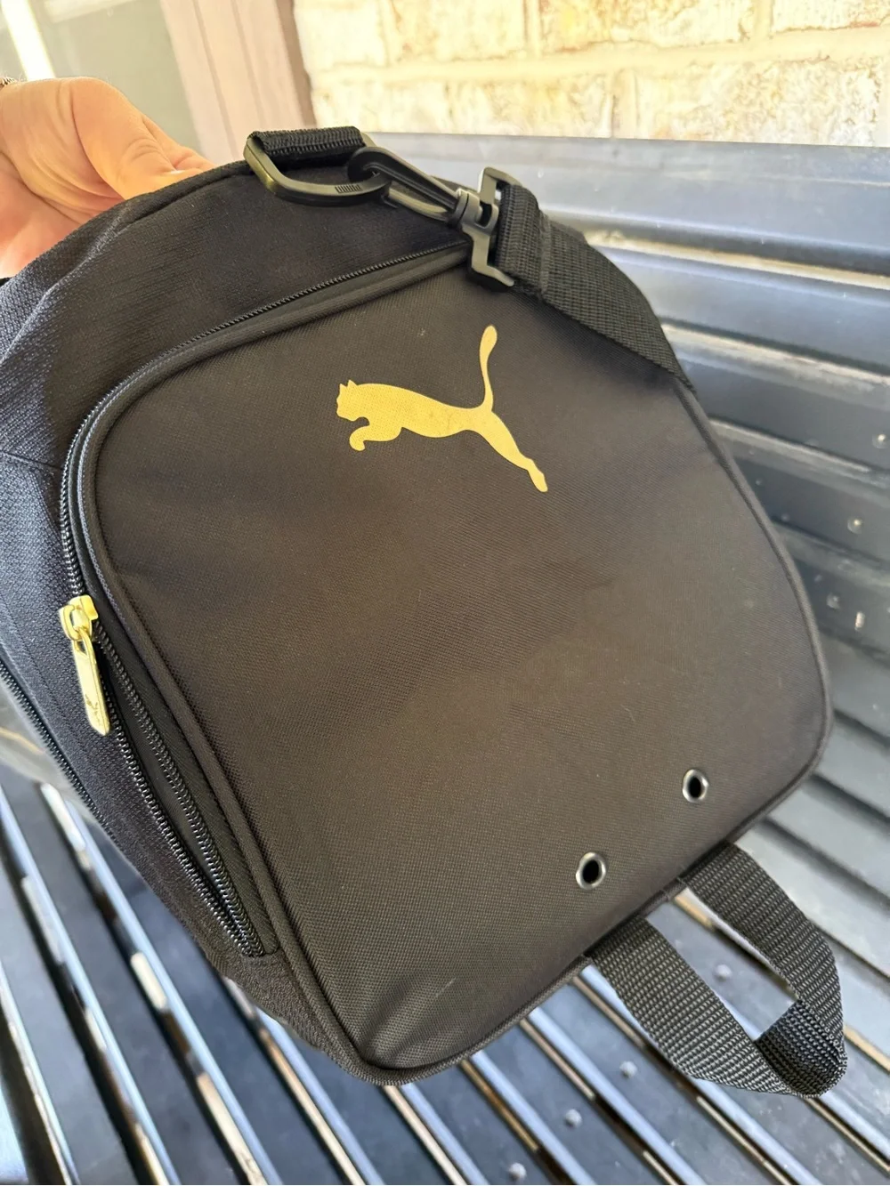 Puma Black Duffel Bag with Gold Logo